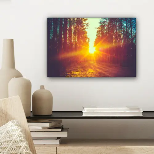 Zonsondergang - Bomen - Bos - Natuur canvas 2cm klein -sfeer6