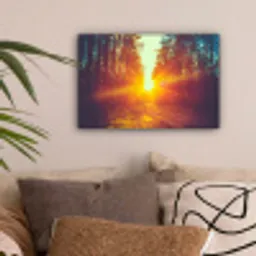 Zonsondergang - Bomen - Bos - Natuur canvas 2cm klein -sfeer1