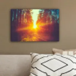 Zonsondergang - Bomen - Bos - Natuur canvas 2cm klein -sfeer3