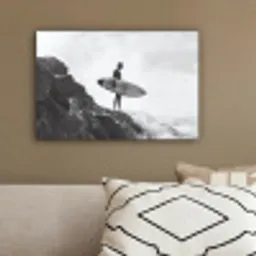 Surfer - Rots - Oceaan - Golven canvas 2cm klein -sfeer3