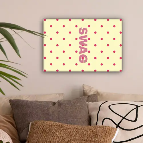 Swag - Roze - Stippen - Geel canvas 2cm klein -sfeer1