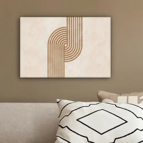 Symmetrische bocht - Koperkleurig canvas 2cm klein -sfeer3