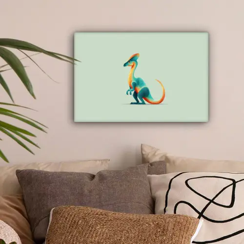 Staart - Dino - Minimalistisch - Blauw canvas 2cm klein -sfeer1
