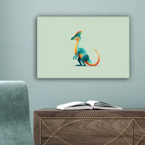 Staart - Dino - Minimalistisch - Blauw canvas 2cm klein -sfeer4