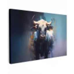Stier - Zwart - Abstract - Horens canvas 2cm klein -z3d