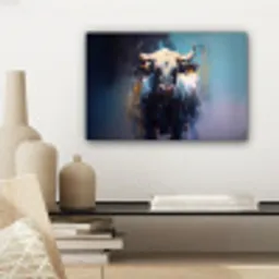 Stier - Zwart - Abstract - Horens canvas 2cm klein -sfeer6