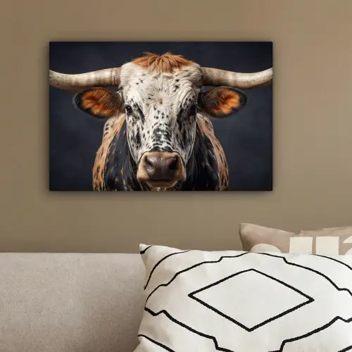 Stier - Kleurrijk - Hoorns canvas 2cm klein -sfeer3