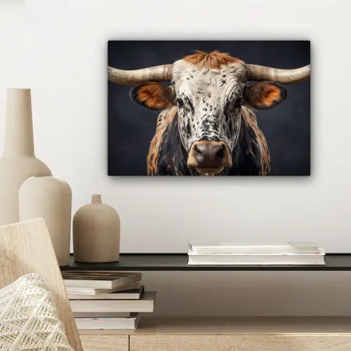 Stier - Kleurrijk - Hoorns canvas 2cm klein -sfeer6