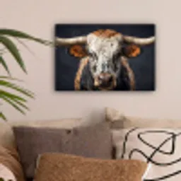 Stier - Kleurrijk - Hoorns canvas 2cm klein -sfeer1