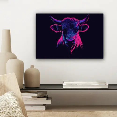 Stier - Neon - Zwart - Kleur canvas 2cm klein -sfeer6