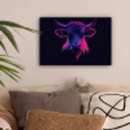Stier - Neon - Zwart - Kleur canvas 2cm klein -sfeer1