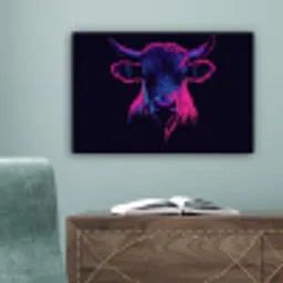 Stier - Neon - Zwart - Kleur canvas 2cm klein -sfeer4