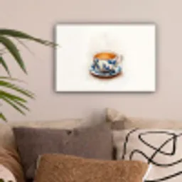 Theekop - Bladeren - Blauw canvas 2cm klein -sfeer1