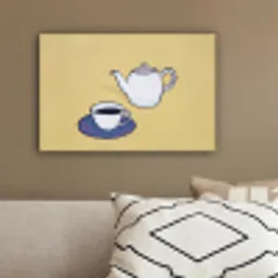 Theepot - Kopje - Beige - Illustratie canvas 2cm klein -sfeer3