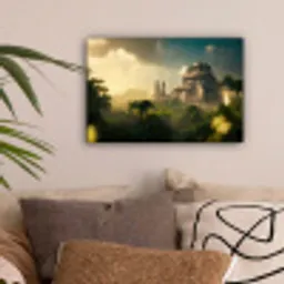 Tempel - Jungle - wolken - Lucht - Natuur canvas 2cm klein -sfeer1