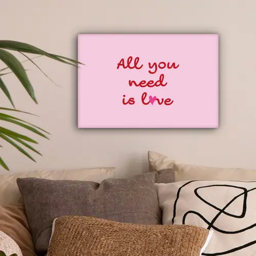 Tekst - Roze - Love - Hart canvas 2cm klein -sfeer1