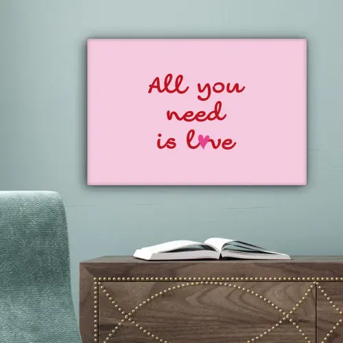 Tekst - Roze - Love - Hart canvas 2cm klein -sfeer4