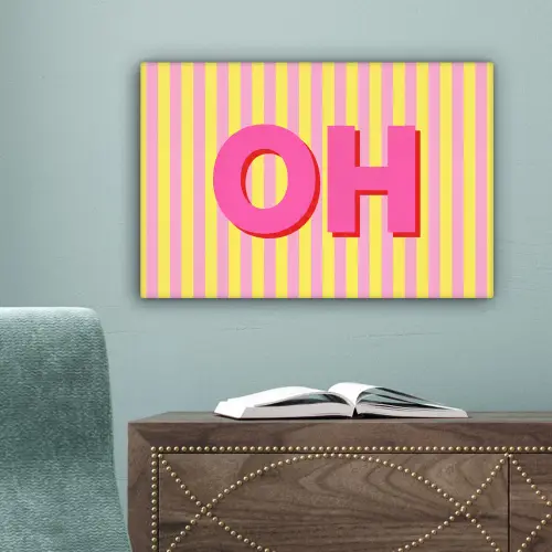 Tekst - Strepen - Roze canvas 2cm klein -sfeer4
