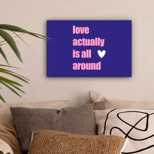 Tekst - Valentijn - Love - Blauw canvas 2cm klein -sfeer1