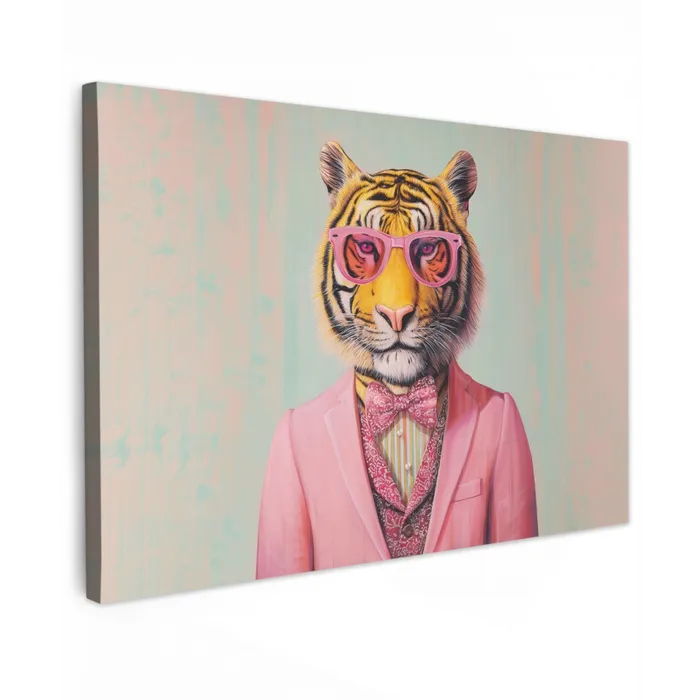Tijger - Strik - Jasje - Roze canvas 2cm klein -z3d