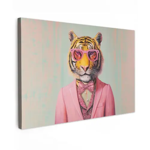 Tijger - Strik - Jasje - Roze canvas 2cm klein -z3d