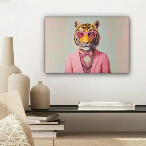 Tijger - Strik - Jasje - Roze canvas 2cm klein -sfeer6