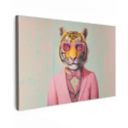 Tijger - Strik - Jasje - Roze canvas 2cm klein -z3d