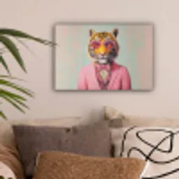 Tijger - Strik - Jasje - Roze canvas 2cm klein -sfeer1
