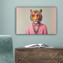 Tijger - Strik - Jasje - Roze canvas 2cm klein -sfeer4