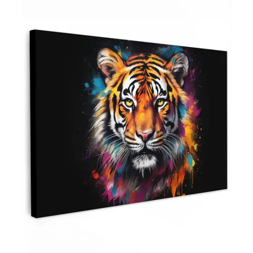 Tijger - Graffiti - Dieren - Zwart canvas 2cm klein -z3d