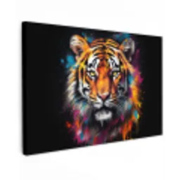 Tijger - Graffiti - Dieren - Zwart canvas 2cm klein -z3d
