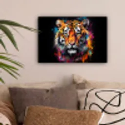 Tijger - Graffiti - Dieren - Zwart canvas 2cm klein -sfeer1