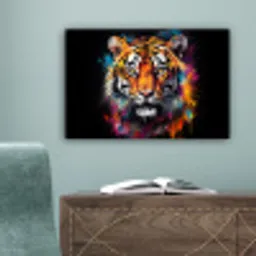 Tijger - Graffiti - Dieren - Zwart canvas 2cm klein -sfeer4