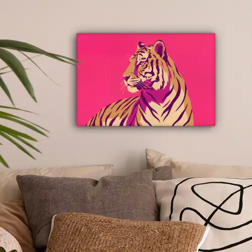 Tijger - Modern - Neon canvas 2cm klein -sfeer1
