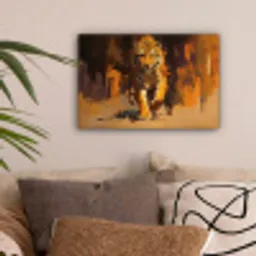 Tijger - Geschilderd - Oranje - Penseelstreken canvas 2cm klein -sfeer1