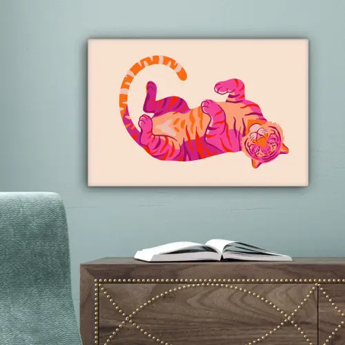 Tijger - Roze - Oranje canvas 2cm klein -sfeer4