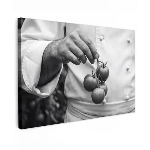Tomaten - Chef - Zwart - Wit canvas 2cm klein -z3d