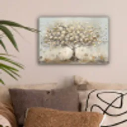 Boom - Beige - Goud - Verflook - Grijs canvas 2cm klein -sfeer1