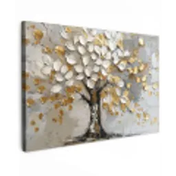 Boom - Beige - Grijs - Goud - Abstract canvas 2cm klein -z3d