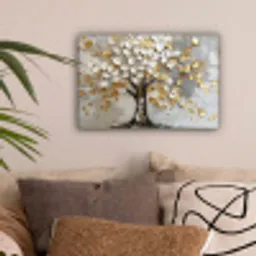 Boom - Beige - Grijs - Goud - Abstract canvas 2cm klein -sfeer1