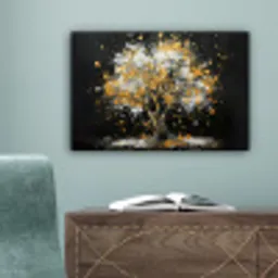 Boom - Zwart - Goud - Wit - Modern canvas 2cm klein -sfeer4