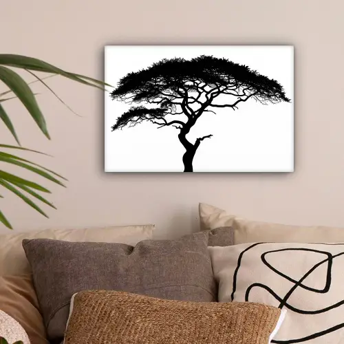 Boom - Zwart - Wit - Modern canvas 2cm klein -sfeer1