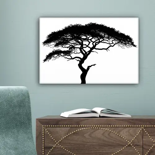 Boom - Zwart - Wit - Modern canvas 2cm klein -sfeer4