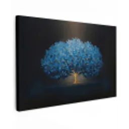 Boom - Blauw - Bladeren - Penseelstreken canvas 2cm klein -z3d