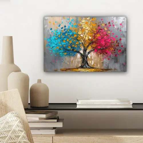 Boom - Kleurrijk - Grijs - Modern canvas 2cm klein -sfeer6