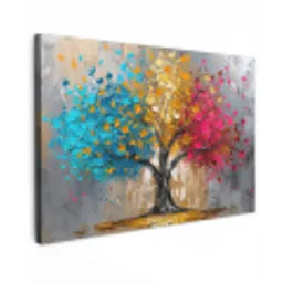 Boom - Kleurrijk - Grijs - Modern canvas 2cm klein -z3d