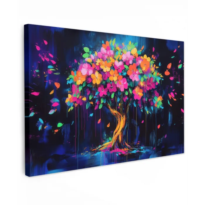 Boom - Bloemen - Magisch - Gekleurde canvas 2cm klein -z3d