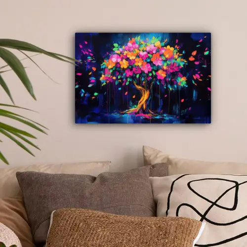 Boom - Bloemen - Magisch - Gekleurde canvas 2cm klein -sfeer1