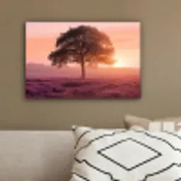 Boom - Heide - Zonsopgang canvas 2cm klein -sfeer3