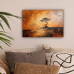Boom - Landschap - Oranje canvas 2cm klein -sfeer1